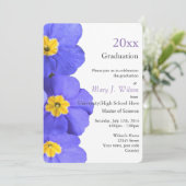 Hübscher, eleganter blauer Blume Abschluss Einladung (Stehend Vorderseite)