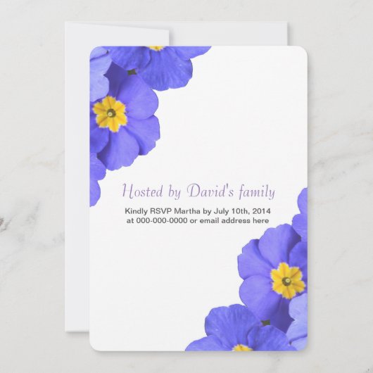 Hübscher, eleganter blauer Blume Abschluss Einladung (Rückseite)