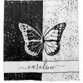 Hübscher eleganter Butterfly Black & White Individ Duschvorhang (Vorderseite)