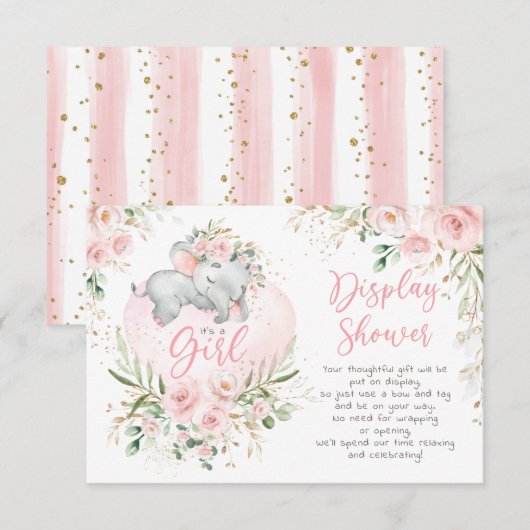 Hübscher Elephant Blush Rose Display Dusche Begleitkarte (Vorne/Hinten)