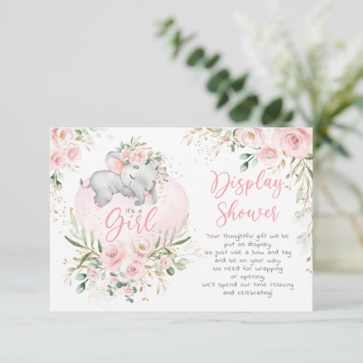 Hübscher Elephant Blush Rose Display Dusche Begleitkarte (Stehend Vorderseite)