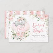 Hübscher Elephant Blush Rose Windeln Raffel Begleitkarte (Vorne/Hinten)