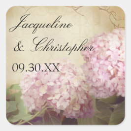 Hübscher Empfang Gefallen Siegel Blush Pink Hydran Quadratischer Aufkleber