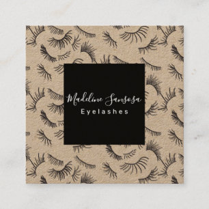 Hübscher Eyelash Techniker Black Eyelashes Doodles Quadratische Visitenkarte