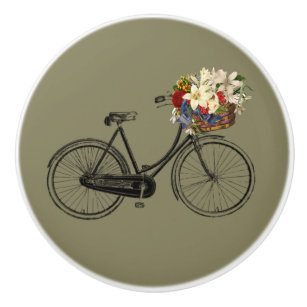 Hübscher Fahrradfahrrad-Blumen-Türgriff-Fachzug Keramikknauf