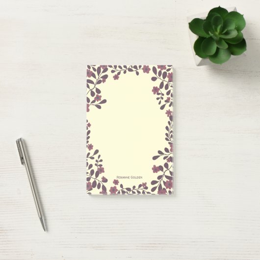 Hübscher Fall Floral Frame INDIVIDUELLE NAME Notep Post-it Klebezettel (Büro)