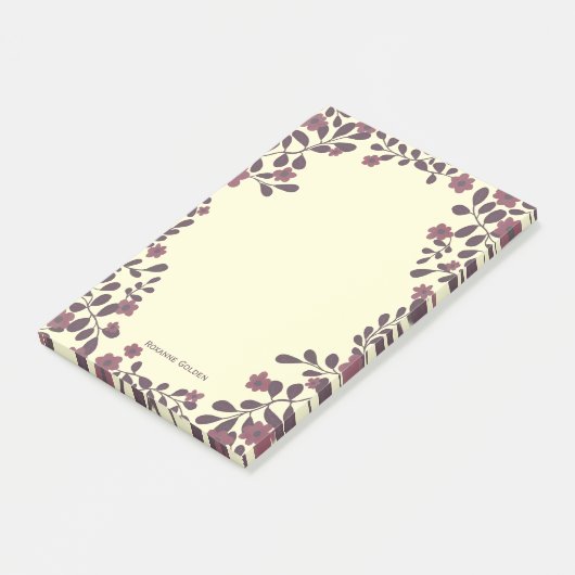 Hübscher Fall Floral Frame INDIVIDUELLE NAME Notep Post-it Klebezettel (angewinkelt)