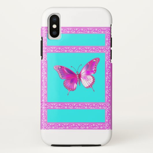 Hübscher Fall Fuschia Holographic Butterfly iPhone Case-Mate iPhone Hülle (Rückseite)