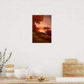 Hübscher Fall Landssee Sonnenuntergang Natur Poster (Küche)
