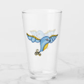Hübscher Fantasy Bluebird im fluggelben Schwanz Glas (Rückseite)