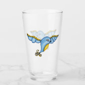 Hübscher Fantasy Bluebird im fluggelben Schwanz Glas (Vorderseite)