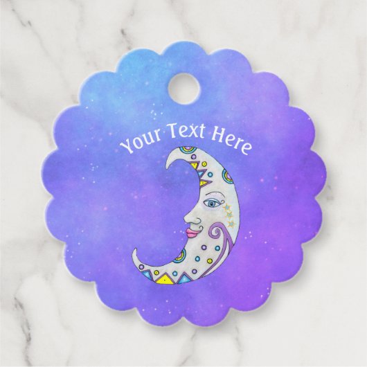 Hübscher Fantasy-Mond mit Fantasy-Formen Lila Himm Geschenkanhänger (Vorderseite)