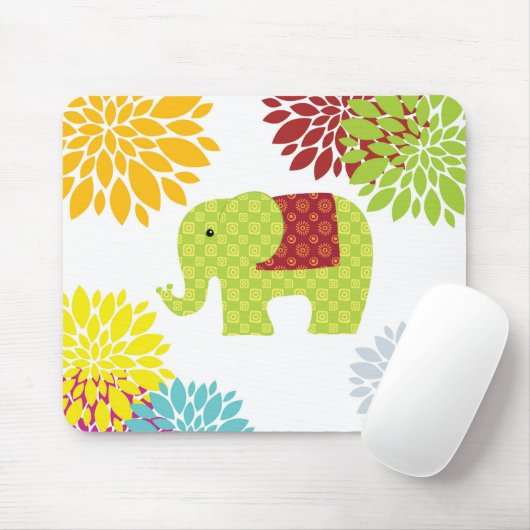 Hübscher farbiger Hippie Elephant Blume Power Mousepad (Mit Mouse)