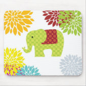 Hübscher farbiger Hippie Elephant Blume Power Mousepad (Vorne)