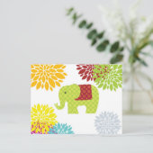 Hübscher farbiger Hippie Elephant Blume Power Postkarte (Stehend Vorderseite)