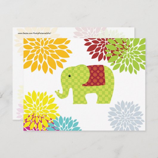 Hübscher farbiger Hippie Elephant Blume Power Postkarte (Vorne/Hinten)