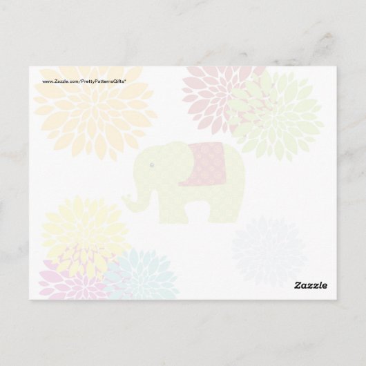 Hübscher farbiger Hippie Elephant Blume Power Postkarte (Rückseite)
