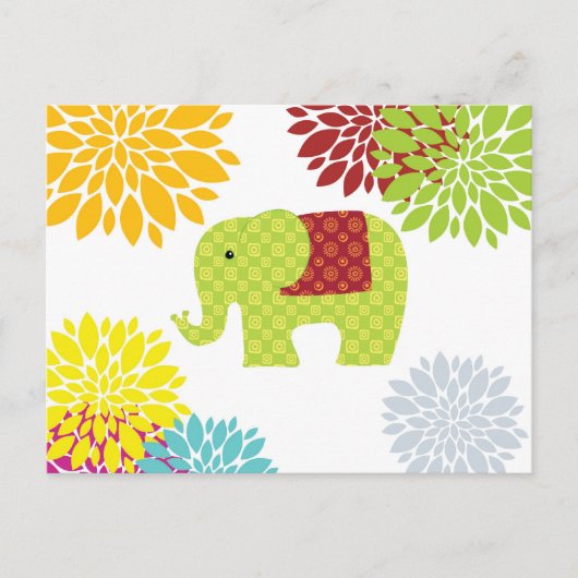 Hübscher farbiger Hippie Elephant Blume Power Postkarte (Vorderseite)