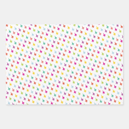 Hübscher FarbMix F-16 Kämpfer Jet Muster Geschenkpapier Set (Vorderseite)