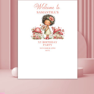 Hübscher Feen-Pink-Blumen-Mädchen-Geburtstags-Wand Wandteppich