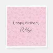 Hübscher feminininer rosa Blumengeburtstag Serviette (Vorderseite)