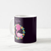 Hübscher Flamingo auf lila Hintergrund Kaffeetasse (Vorderseite Links)