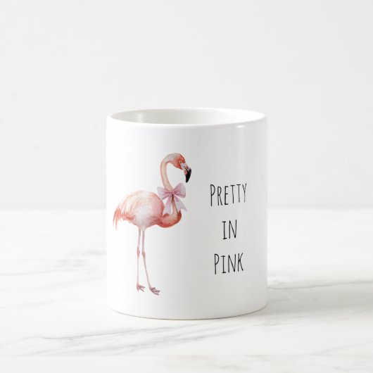 Hübscher Flamingo mit rosa Schleife Kaffeetasse (Mittel)