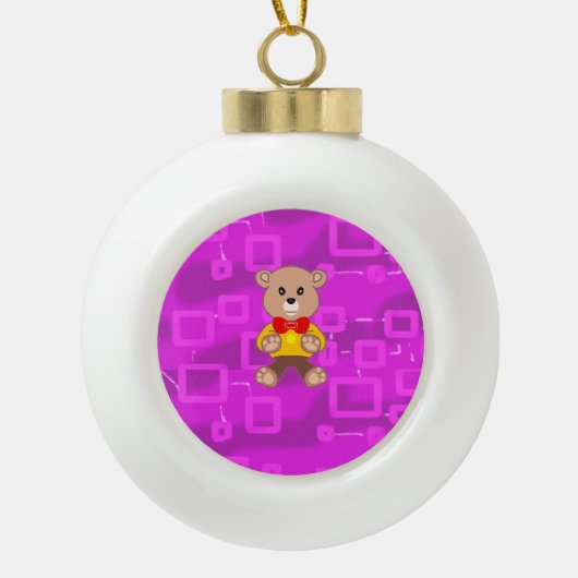 Hübscher Fliege Teddybär   Keramik Kugel-Ornament (Vorderseite)
