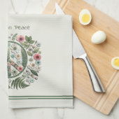 Hübscher Floral 70's Retro "Bloom in Peace" Zeiche Geschirrtuch (Viertel Falte)