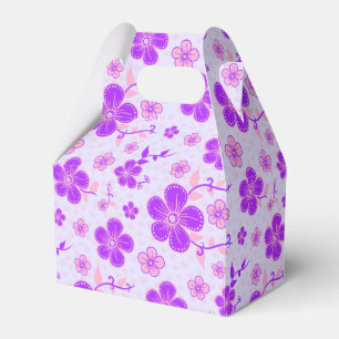 Hübscher floraler Aufdruck lila und rosa auf Laven Geschenkschachtel