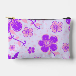 Hübscher floraler Aufdruck lila und rosa auf Laven Zubehörtasche