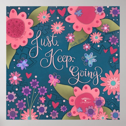 Hübscher floraler Behalt, Zitat-Inspirivity Poster (Vorne)