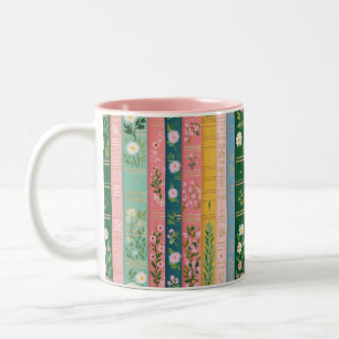 Hübscher floraler Bücherwurm Zweifarbige Tasse
