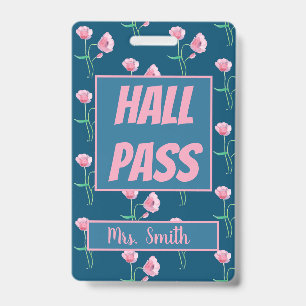 Hübscher floraler Hall-Pass mit Namen Ausweis