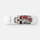 Hübscher floraler Skull Gothic Skeleton Trendy Nam Skateboard (Horizontal)