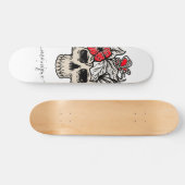 Hübscher floraler Skull Gothic Skeleton Trendy Nam Skateboard (Horizontal)