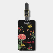 Hübscher FLower Garden HandZeichn auf Schwarz Gepäckanhänger (Vorderseite vertikal)
