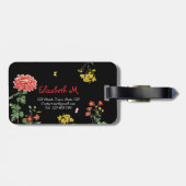 Hübscher FLower Garden HandZeichn auf Schwarz Gepäckanhänger (Rückseite horizontal)