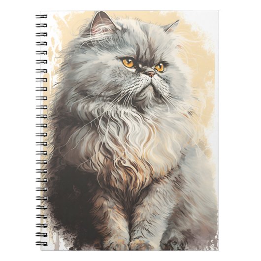 HÜBSCHER FLUFFY GRAY PERSIAN CAT NOTIZBLOCK (Vorderseite)