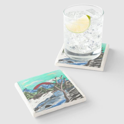 Hübscher Fluss Steinuntersetzer (Seitenansicht)