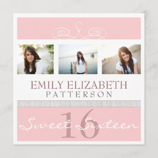 Hübscher FotoCollage im Schwenk Sweet 16 Einladung