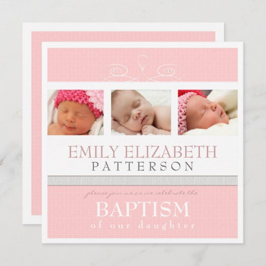 Hübscher Fotocollage-Taufe Einladung (Vorne/Hinten)