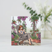 Hübscher Frauenkaffee, Ihr Hund und Pflanze (Stehend Vorderseite)