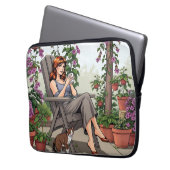 Hübscher Frauenkaffee, Ihr Hund und Pflanze Laptopschutzhülle (Vorderseite Links)