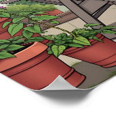 Hübscher Frauenkaffee, Ihr Hund und Pflanze Poster (Ecke)