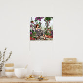 Hübscher Frauenkaffee, Ihr Hund und Pflanze Poster (Küche)