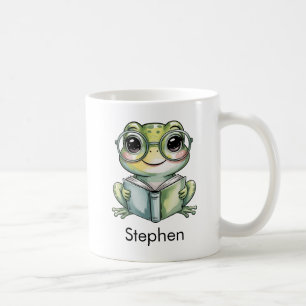Hübscher Frosch, der ein Buch liest, individuell a Kaffeetasse
