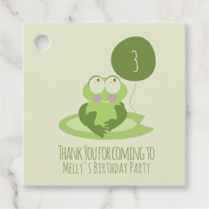 Hübscher Frosch Geburtstag Grüner Ballon Dankeschö Geschenkanhänger