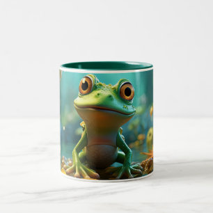 Hübscher Frosch mit Cartoon-Frosch-Design für Fros Zweifarbige Tasse