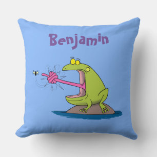 Hübscher Frosch und Fliege Cartoon Kissen